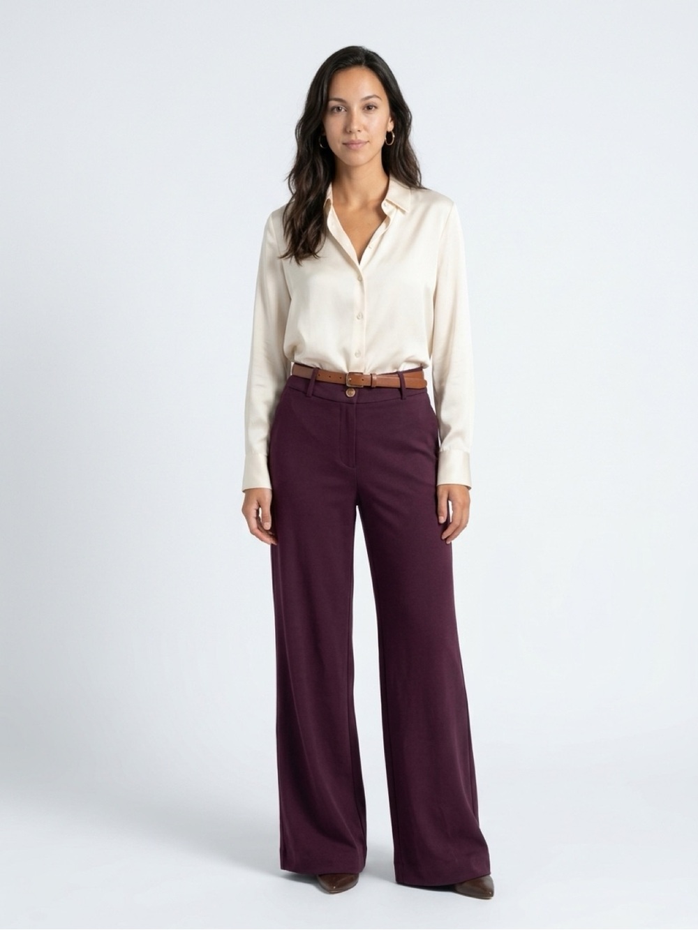 Lee Wide-Leg Pants in Plum